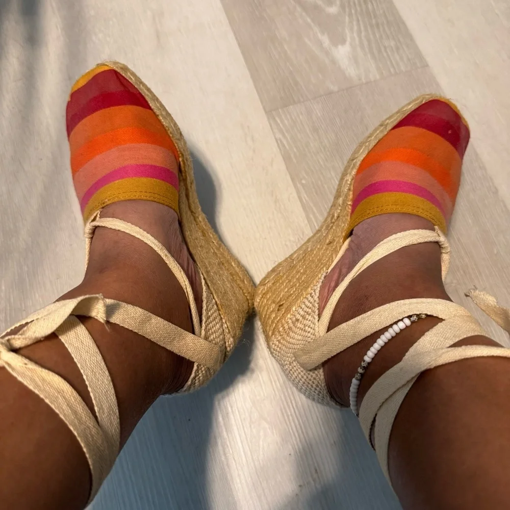 Vintage 90’s Colorful Striped Espadrille Wedges by Madeline ‎ Stuart